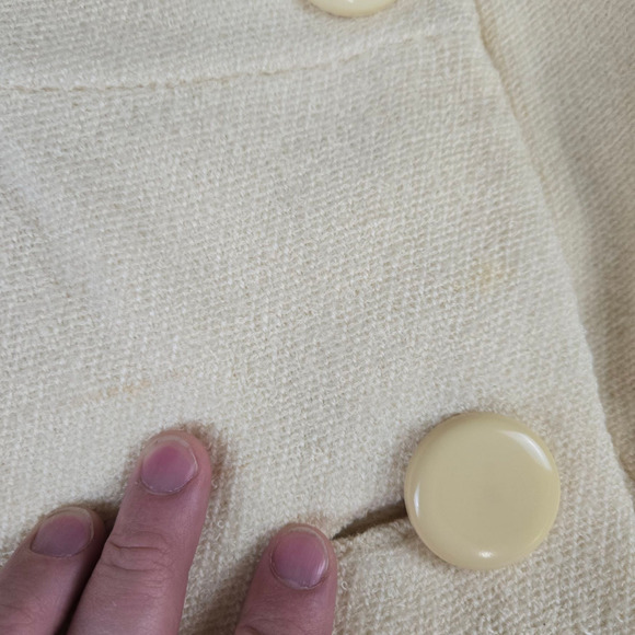 50s Vintage Bonwitt Teller Cream Wool Jackie O Cropped Blazer Skirt Suit Size 4 - Picture 8 of 16